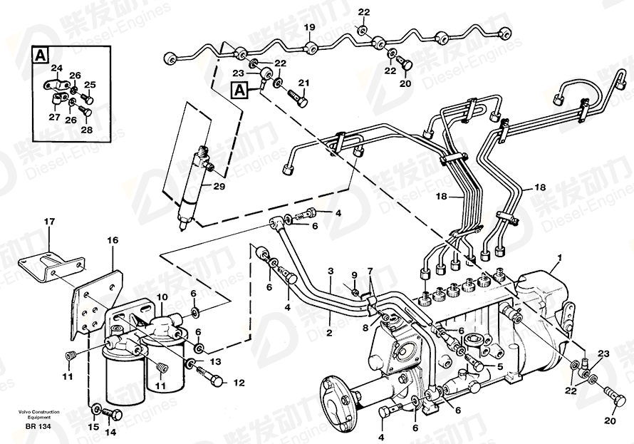 VOLVO Fuel pipe 11031782 Drawing