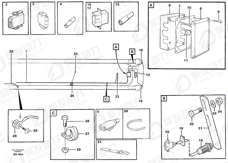 VOLVO Cable harness 11113499 Drawing
