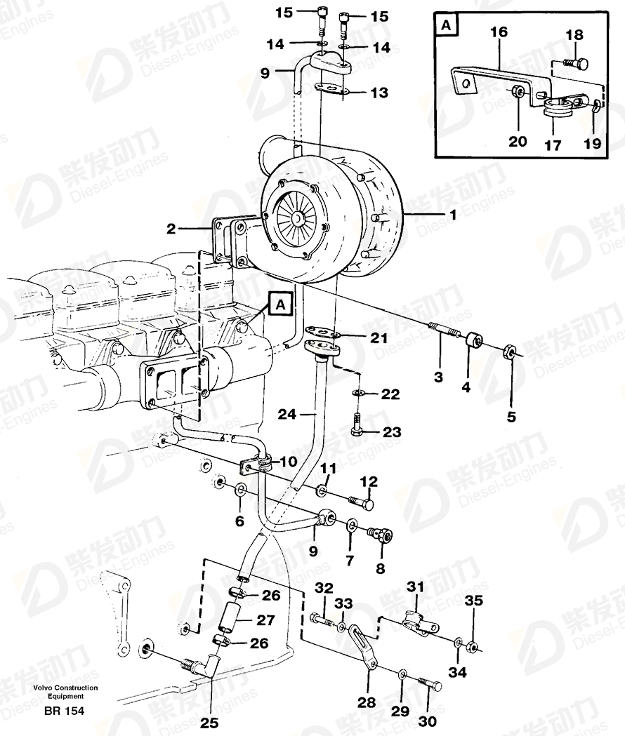 VOLVO Oil feed pipe 11031507 Drawing