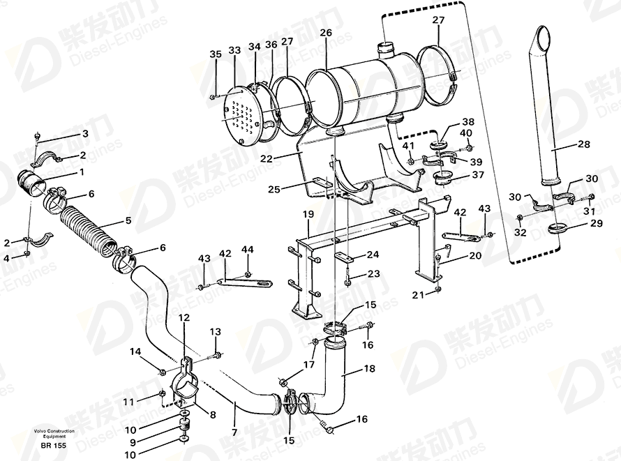 VOLVO Exhaust pipe 11051111 Drawing