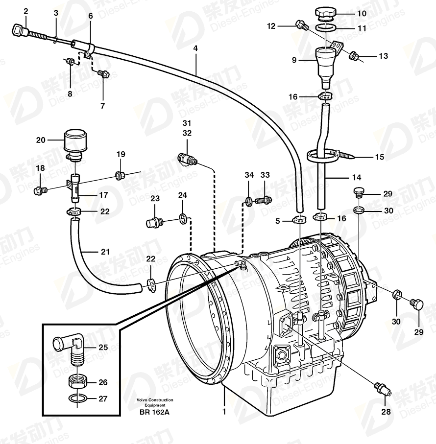 VOLVO Oil filler pipe 11057020 Drawing