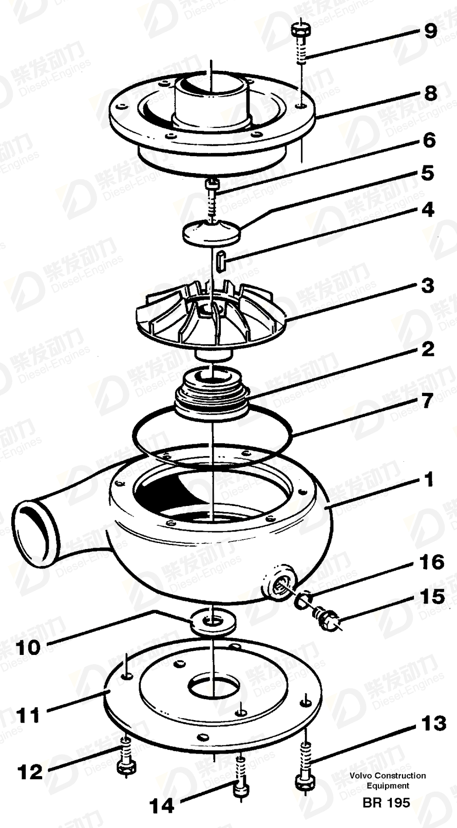 VOLVO Water Pump 11062227 Drawing