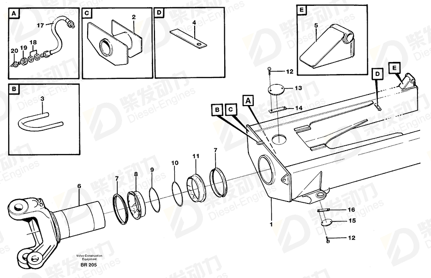 VOLVO Rear frame 11060929 Drawing VOLVO Rear frame 11060929 Drawing