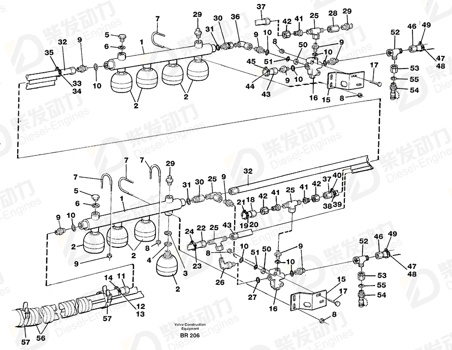 VOLVO Hose assembly 928189 Drawing VOLVO Hose assembly 928189 Drawing