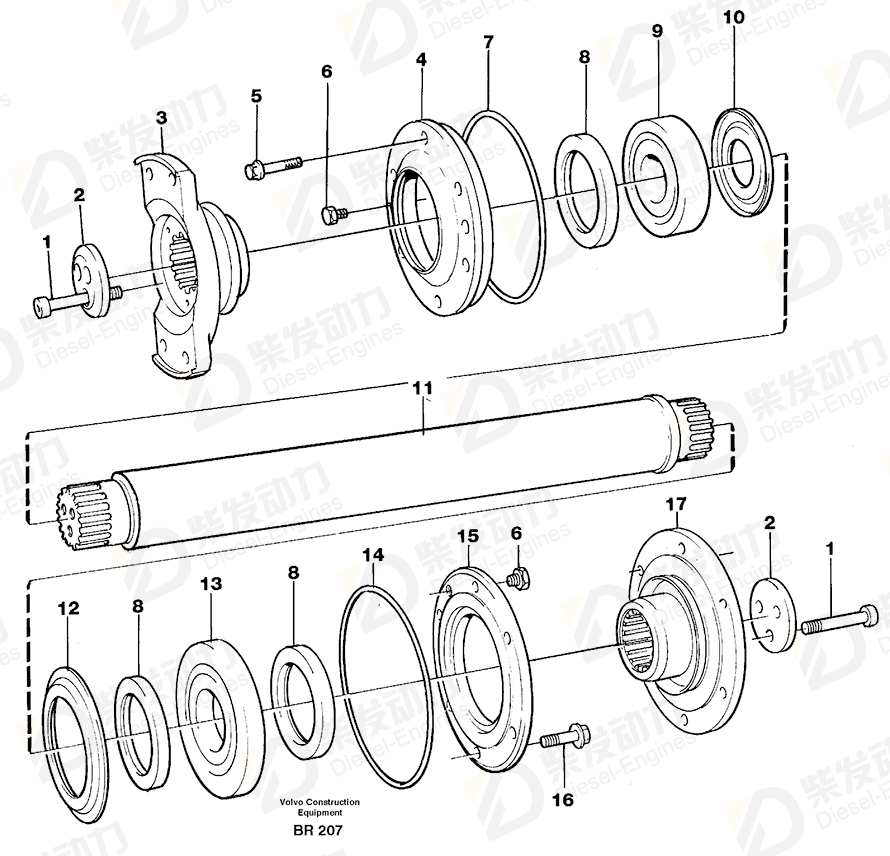 VOLVO Countershaft 11050945 Drawing VOLVO Countershaft 11050945 Drawing