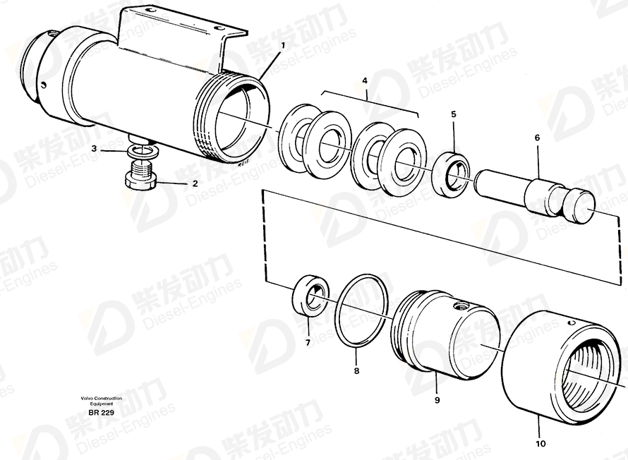 VOLVO Damping Cyl. 11059370 Drawing VOLVO Damping Cyl. 11059370 Drawing