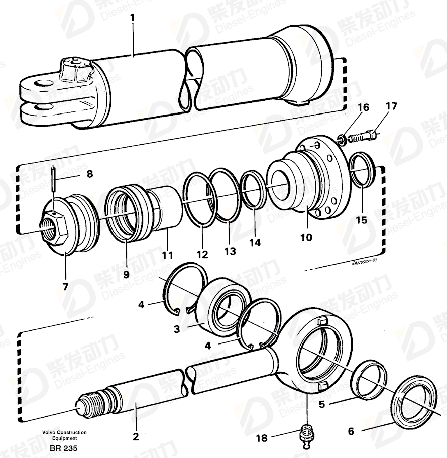 VOLVO Cylinder tube 11088301 Drawing VOLVO Cylinder tube 11088301 Drawing