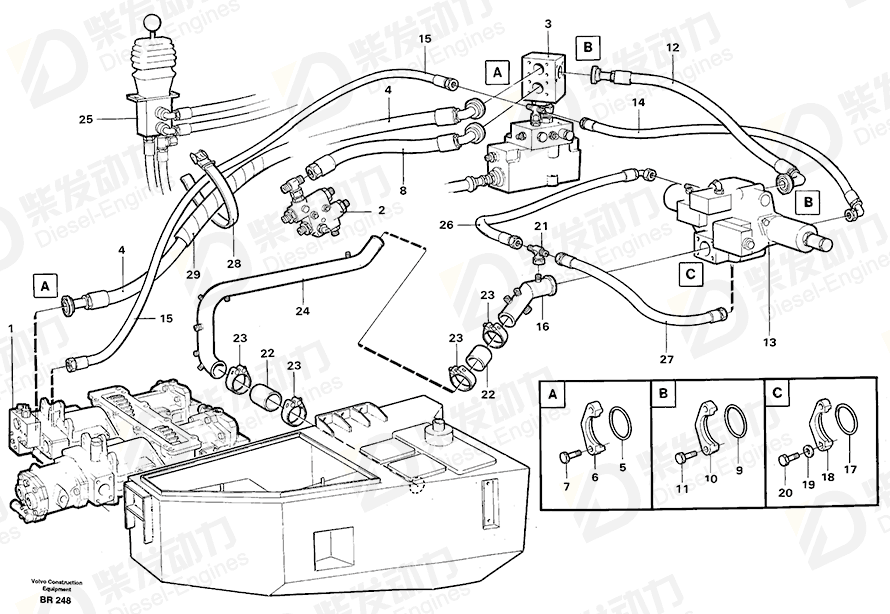VOLVO Hose assembly 932381 Drawing