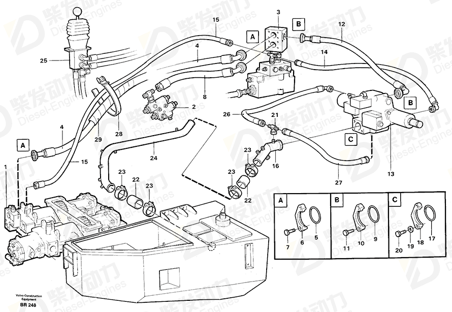 VOLVO Hose assembly 931631 Drawing VOLVO Hose assembly 931631 Drawing