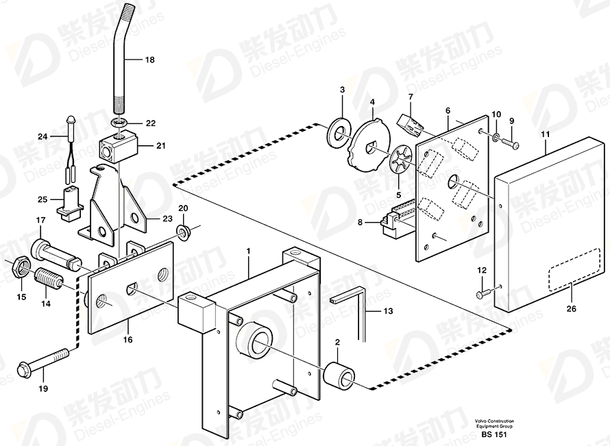 VOLVO Hand lever 11113258 Drawing VOLVO Hand lever 11113258 Drawing