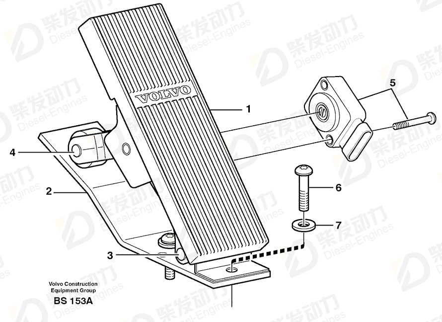 VOLVO Accel Pedal 11114222 Drawing VOLVO Accel Pedal 11114222 Drawing