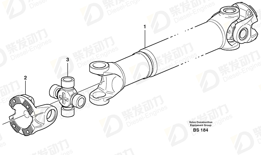 VOLVO Propeller shaft 15013314 Drawing
