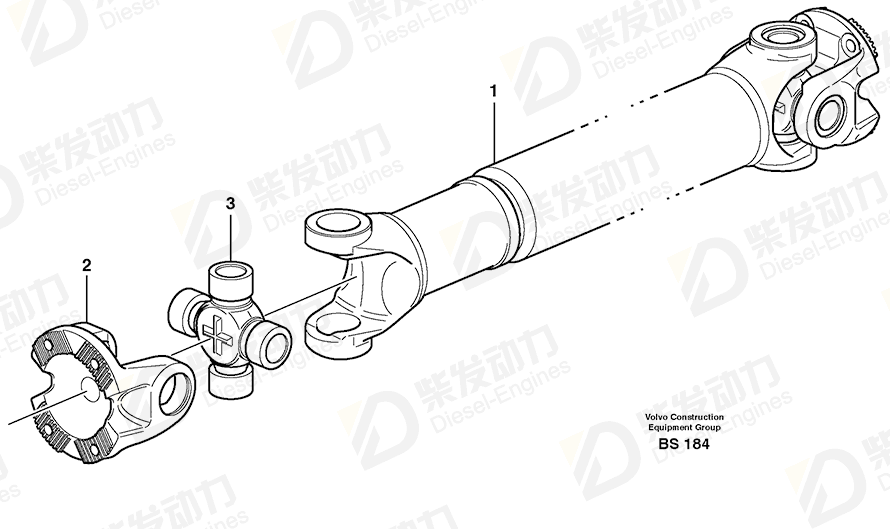 VOLVO Propeller shaft 15013313 Drawing VOLVO Propeller shaft 15013313 Drawing