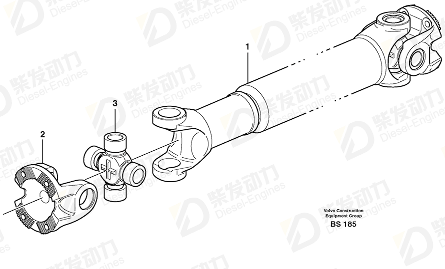 VOLVO Propeller shaft 15013309 Drawing VOLVO Propeller shaft 15013309 Drawing