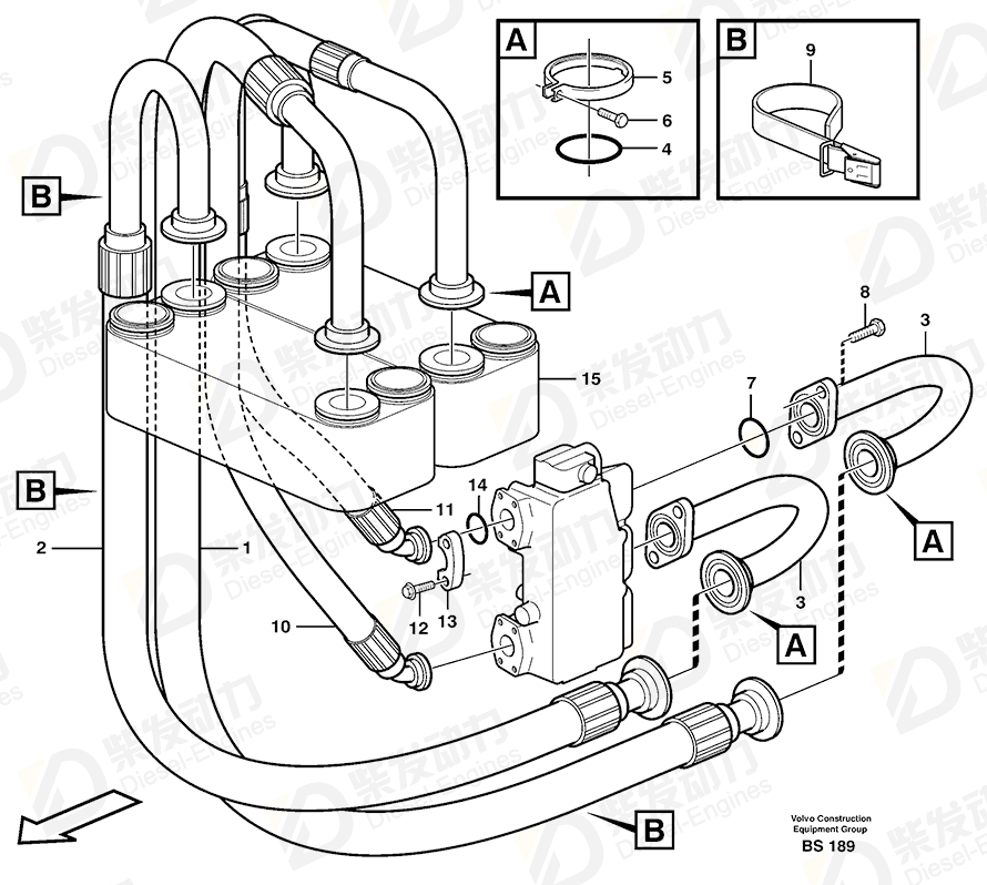 VOLVO Hydraulic hose 11117207 Drawing