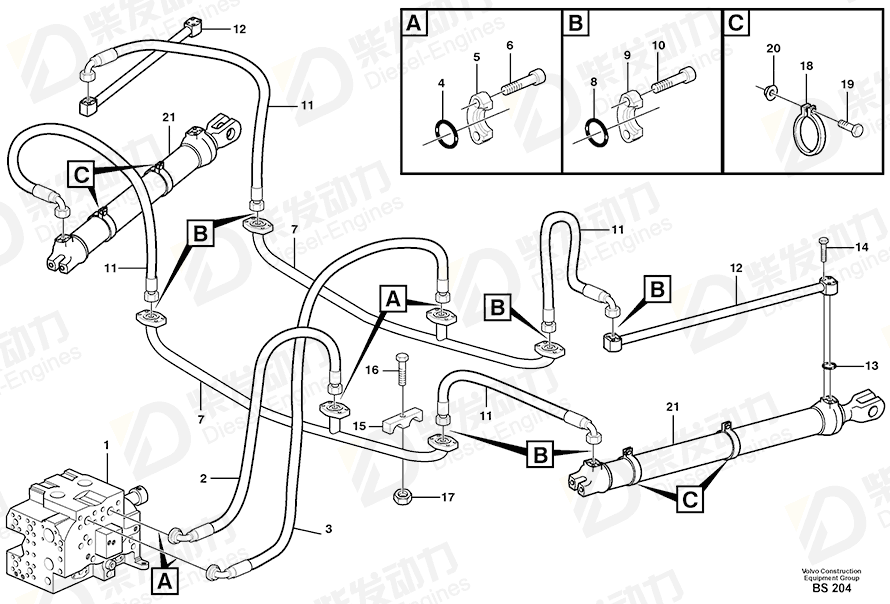 VOLVO Hose assembly 11192418 Drawing
