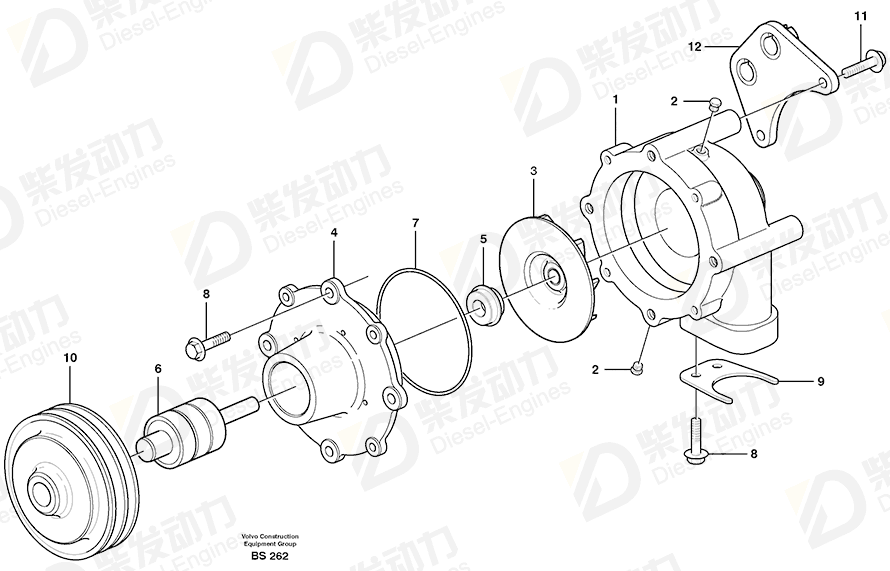 VOLVO Water pump 11127443 Drawing