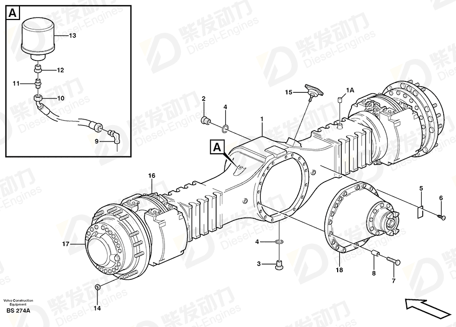 VOLVO Hose assembly 11192444 Drawing VOLVO Hose assembly 11192444 Drawing