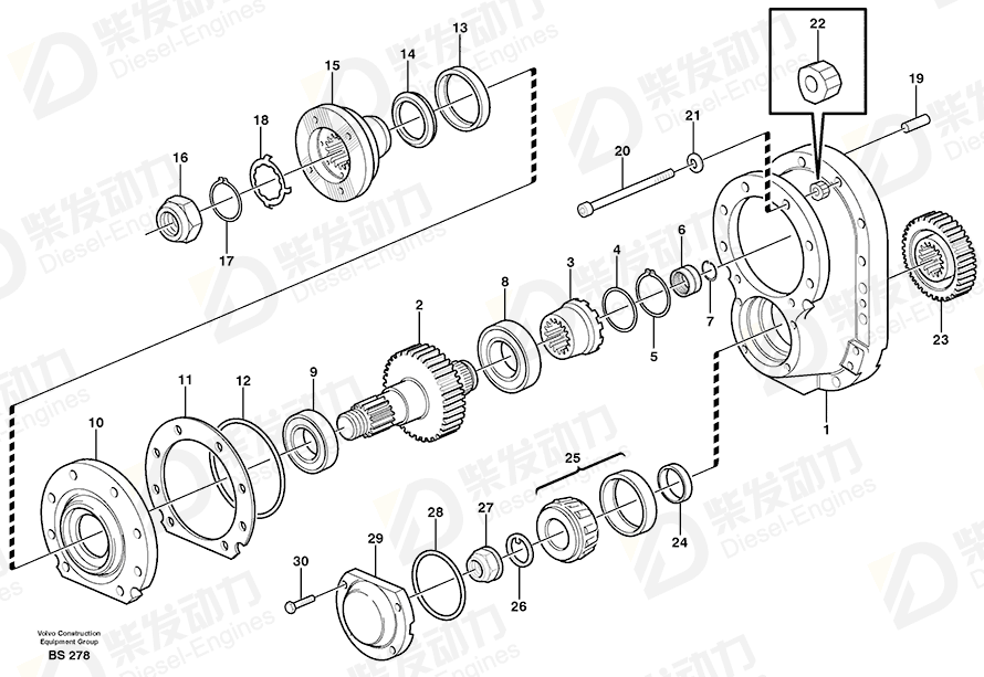 VOLVO Differential carrier 11102619 Drawing VOLVO Differential carrier 11102619 Drawing