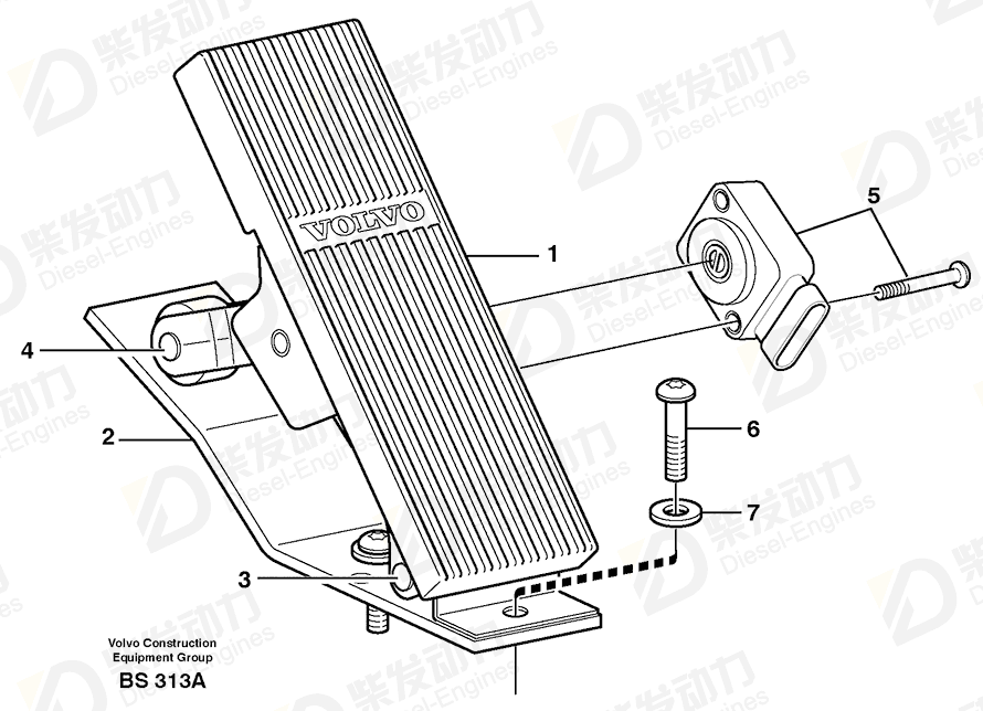 VOLVO Accelerator pedal 15038352 Drawing