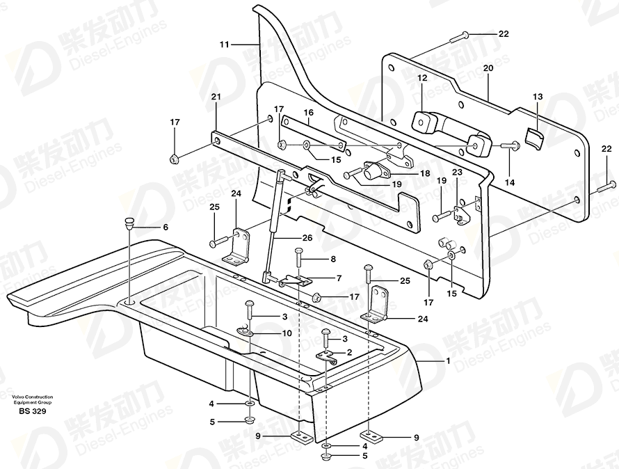 VOLVO Gas spring 11115217 Drawing VOLVO Gas spring 11115217 Drawing