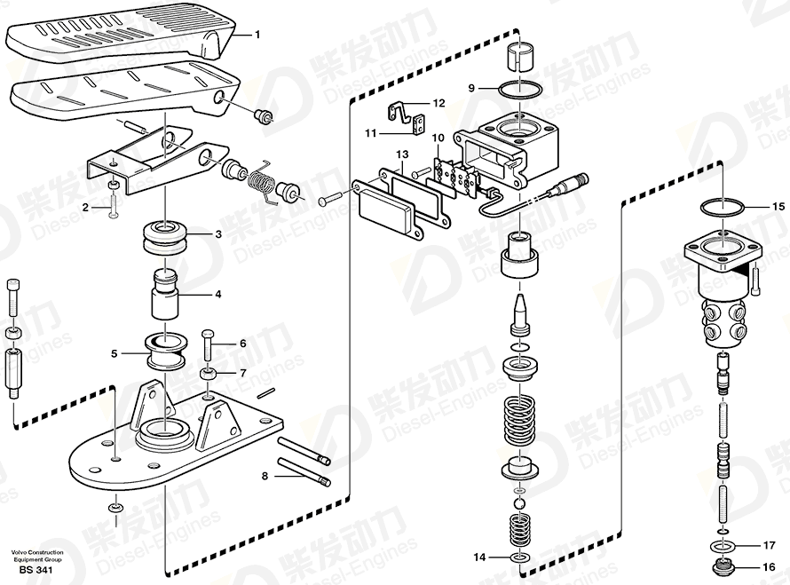 VOLVO Footbrake valve 11114471 Drawing VOLVO Footbrake valve 11114471 Drawing