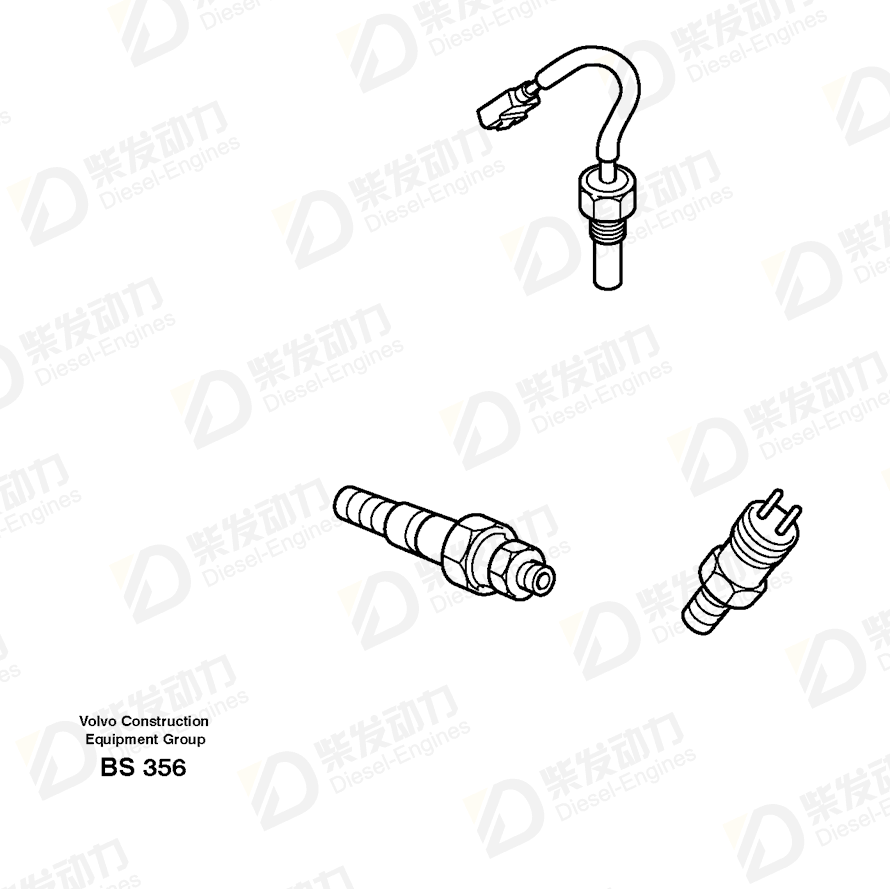 VOLVO Pressure sensor, oil pressure/temperature 20898038 Drawing