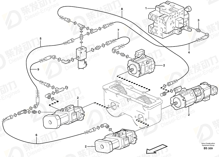 VOLVO Hose assembly 935525 Drawing VOLVO Hose assembly 935525 Drawing
