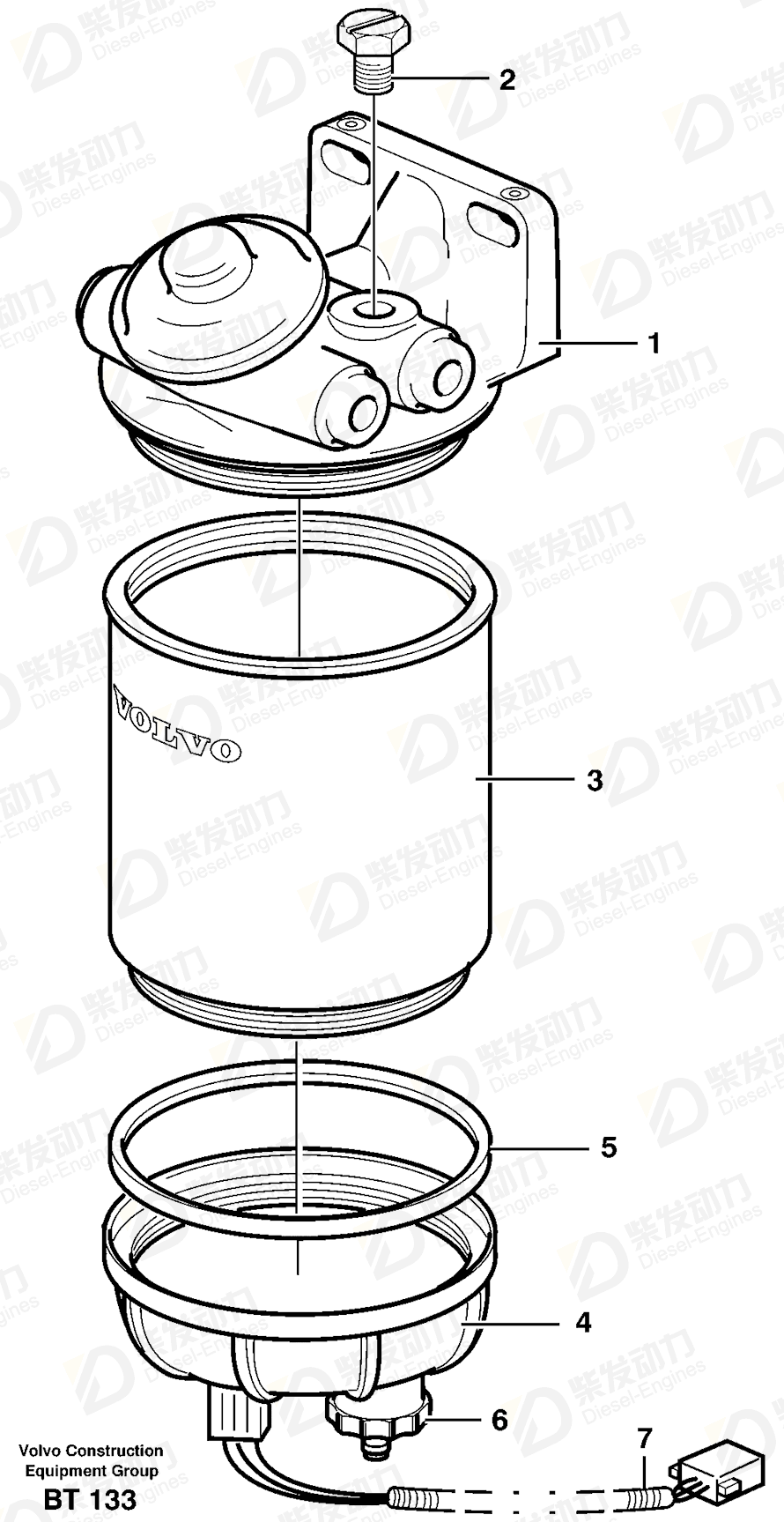 VOLVO Water separator 11110348 Drawing VOLVO Water separator 11110348 Drawing