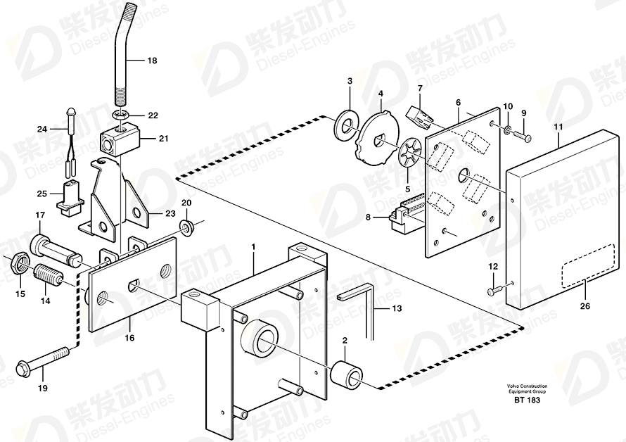 VOLVO Gear selector 11117260 Drawing VOLVO Gear selector 11117260 Drawing