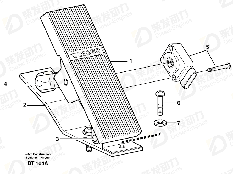 VOLVO Accelerator pedal 11194381 Drawing VOLVO Accelerator pedal 11194381 Drawing