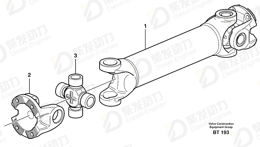 VOLVO Propeller shaft 11059827 Drawing VOLVO Propeller shaft 11059827 Drawing