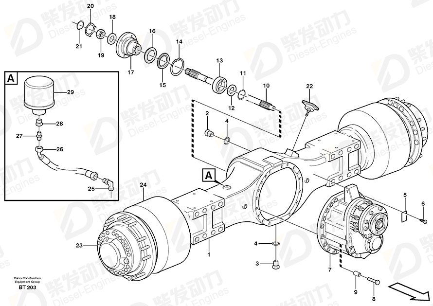 VOLVO Planet shaft 23927 Drawing VOLVO Planet shaft 23927 Drawing