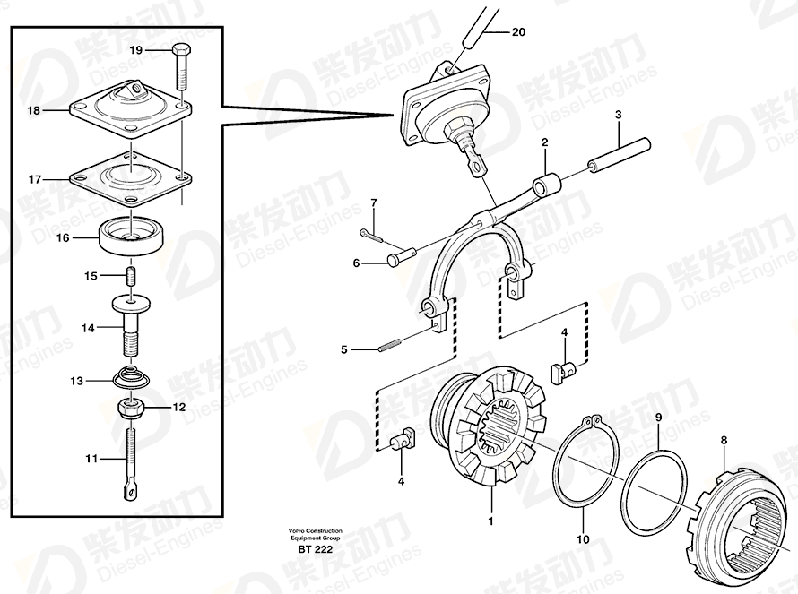 VOLVO Selector bar 11102675 Drawing VOLVO Selector bar 11102675 Drawing