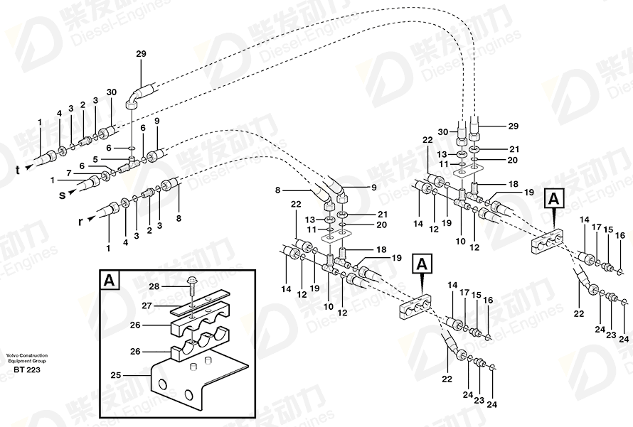 VOLVO Hose assembly 11192417 Drawing