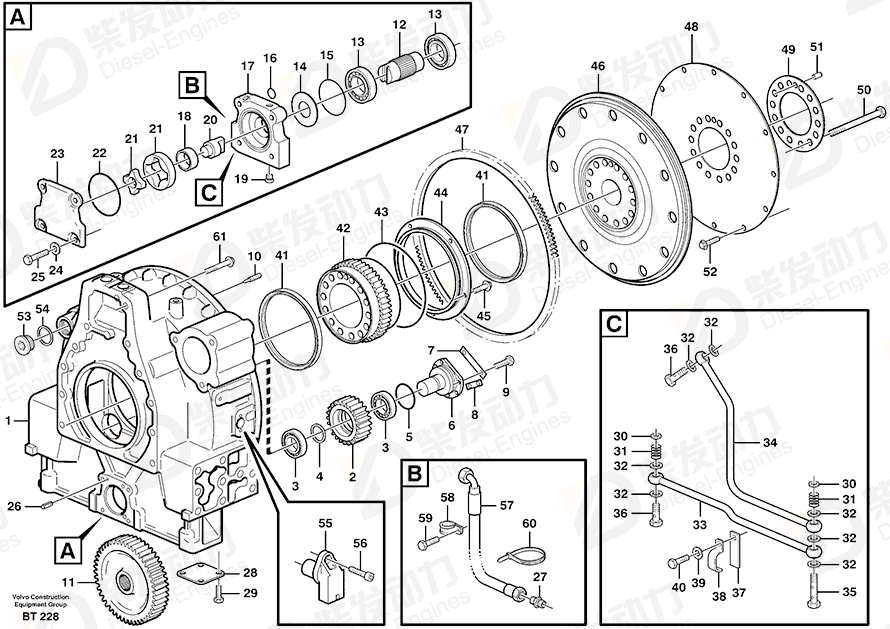 VOLVO Gearbox housing 11030278 Drawing