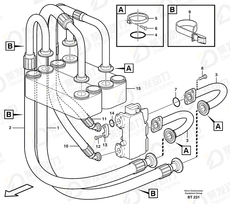 VOLVO Hydraulic hose 11118320 Drawing
