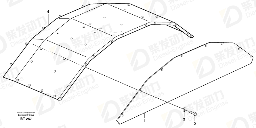 VOLVO Wheel housing plate 11059444 Drawing VOLVO Wheel housing plate 11059444 Drawing