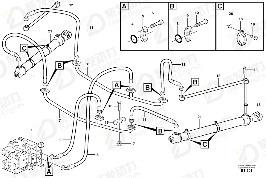 VOLVO Hose assembly 11192428 Drawing