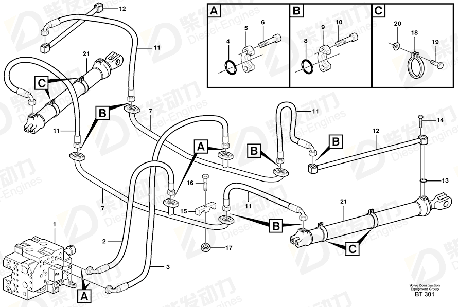 VOLVO Hose assembly 11192428 Drawing VOLVO Hose assembly 11192428 Drawing