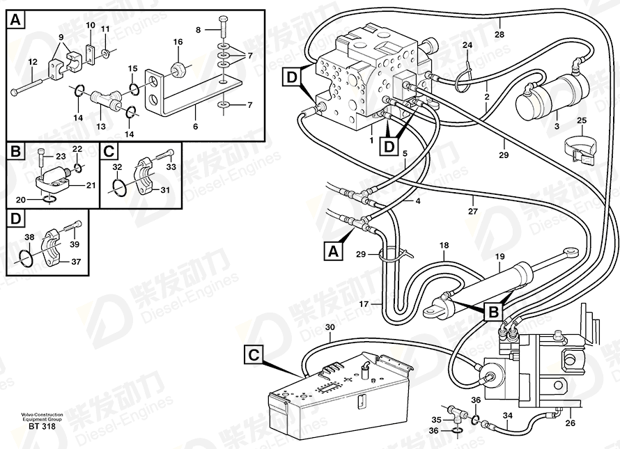 VOLVO Hose assembly 935505 Drawing VOLVO Hose assembly 935505 Drawing
