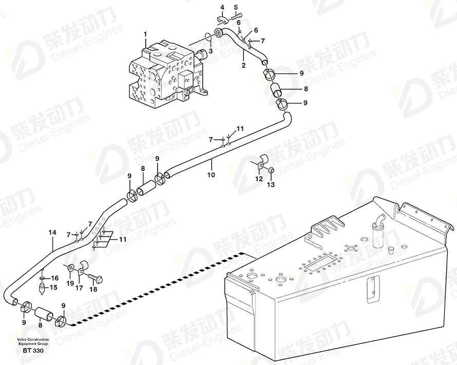 VOLVO Return pipe 11192631 Drawing VOLVO Return pipe 11192631 Drawing