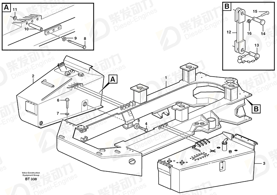 VOLVO Front frame 11192946 Drawing VOLVO Front frame 11192946 Drawing