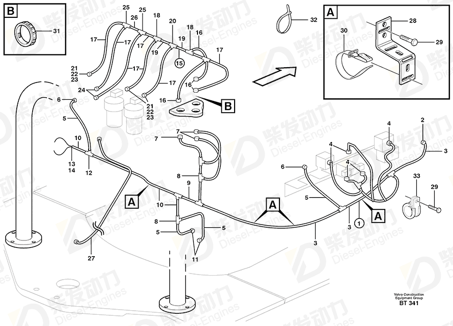 VOLVO Cable harness 11121124 Drawing VOLVO Cable harness 11121124 Drawing