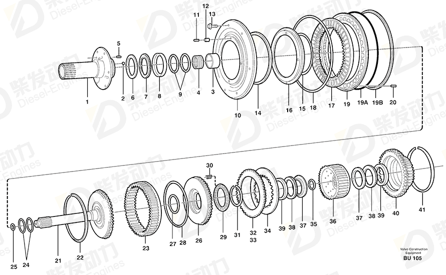 VOLVO stator shaft 11145416 Drawing