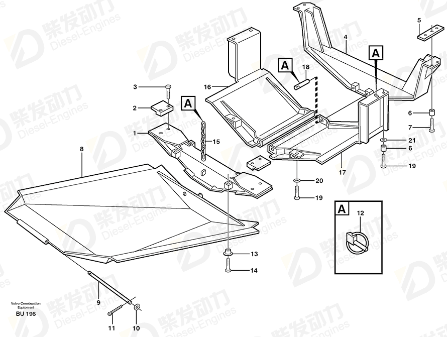 VOLVO Protecting plate 11195358 Drawing VOLVO Protecting plate 11195358 Drawing