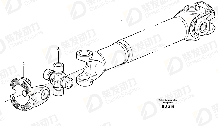 VOLVO Propeller shaft 15013441 Drawing VOLVO Propeller shaft 15013441 Drawing
