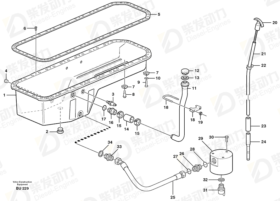 VOLVO Oil pipe 11031470 Drawing