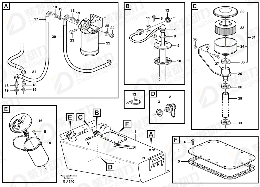 VOLVO Fuel pipe 11120305 Drawing