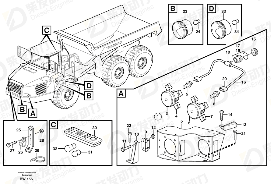 VOLVO Cable harness 11117380 Drawing